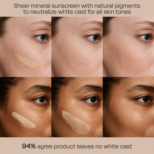 Eighth Day Skin The Rejuvenating Moisturizing Primer Broad Spectrum SPF 30 is a sheer mineral sunscreen with natural pigments to neutralize white cast for all skin tones. 94% agree that the product leaves no white cast.